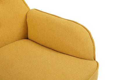 Modern Mid Century Chair Linen Sherpa Armchair for Living Room Bedroom Office Easy Assemble(Yellow)