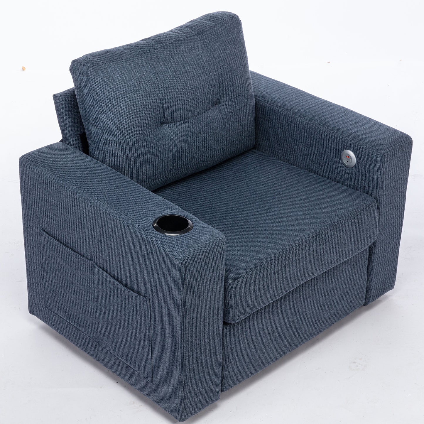 Modern Swivel Accent Sofa Chair, Ergonomic Casual 90 Degree Swivel Single Sofa Seat with Drink Holder Living Room Chair,Soft Egyptian Velvet Sofa Chair