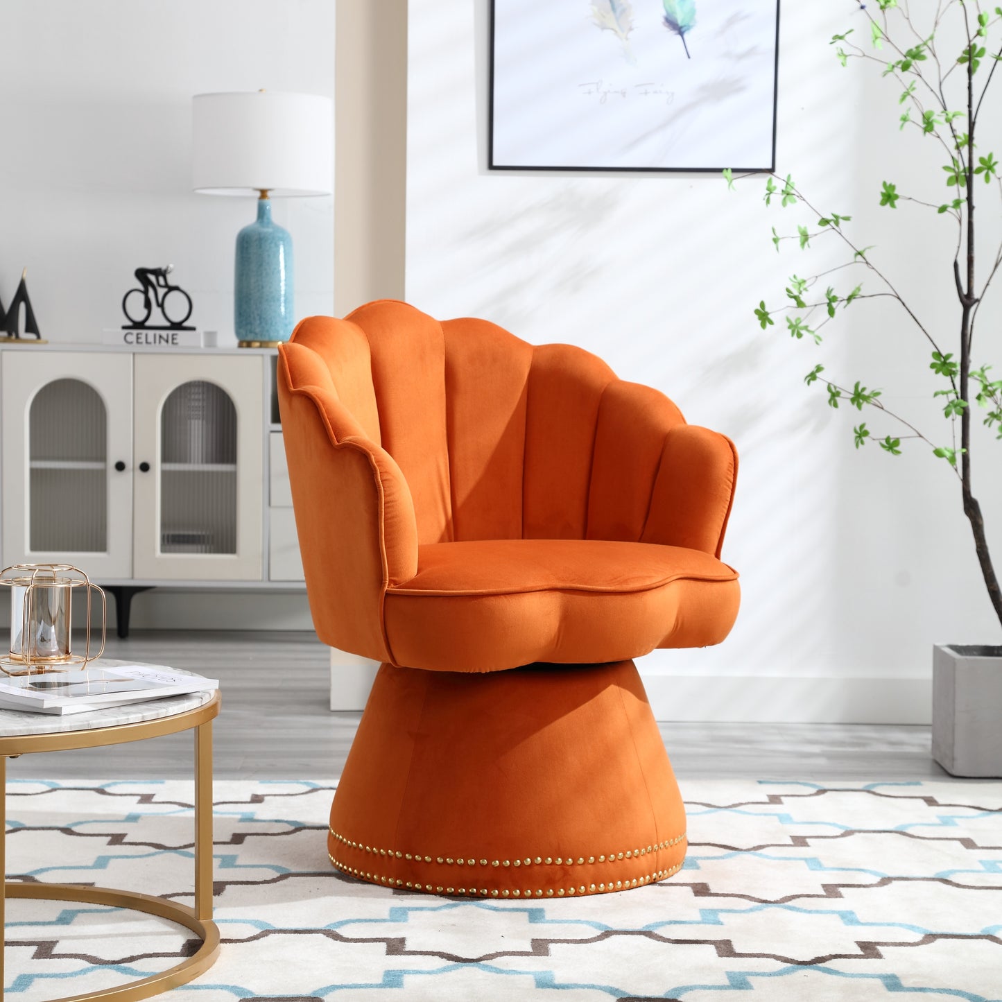 Swivel Barrel Chair, Comfy Round Accent Sofa Chair for Living Room, 360 Degree Swivel Barrel Club Chair, Leisure Arm Chair for Nursery, Hotel, Bedroom, Office, Lounge