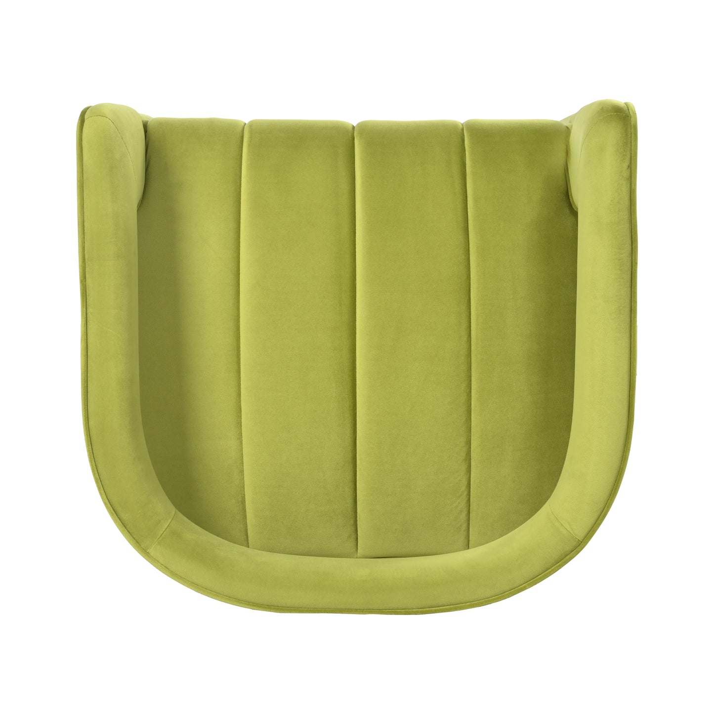 Modern Velvet Accent Chair with Ribbed Detail, Luxury Curved Fully Upholstered Accent Chair, Green (No Assembly Needed)