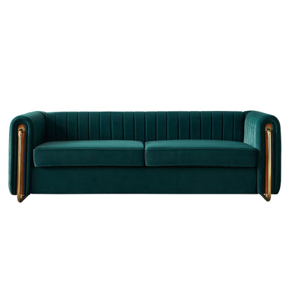 Contemporary Velvet Sofa Couch 84.25''W for Living Room, Green