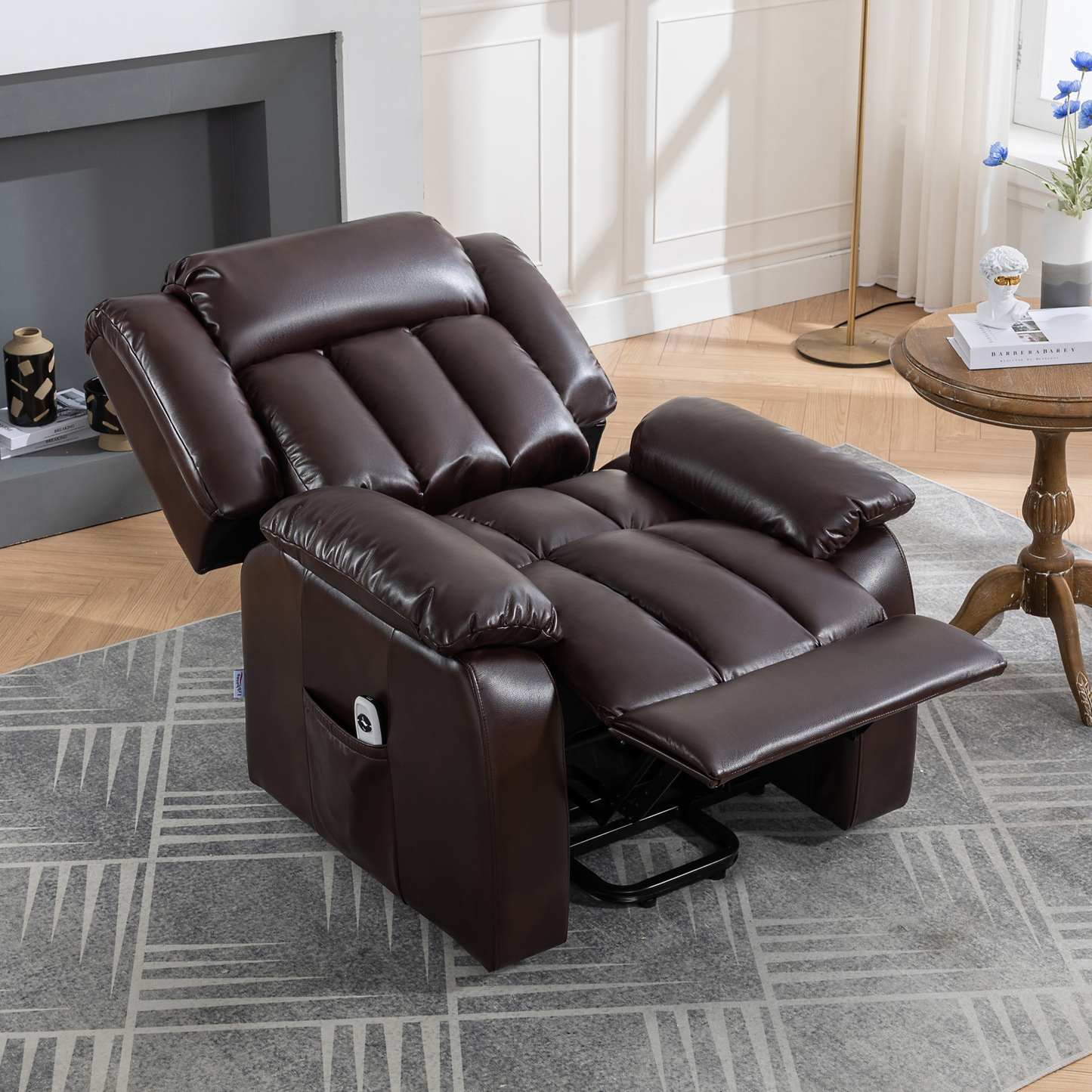 Lift Recliner Chair, Electric Power Recliner Chair for Elderly, (Red Brown)