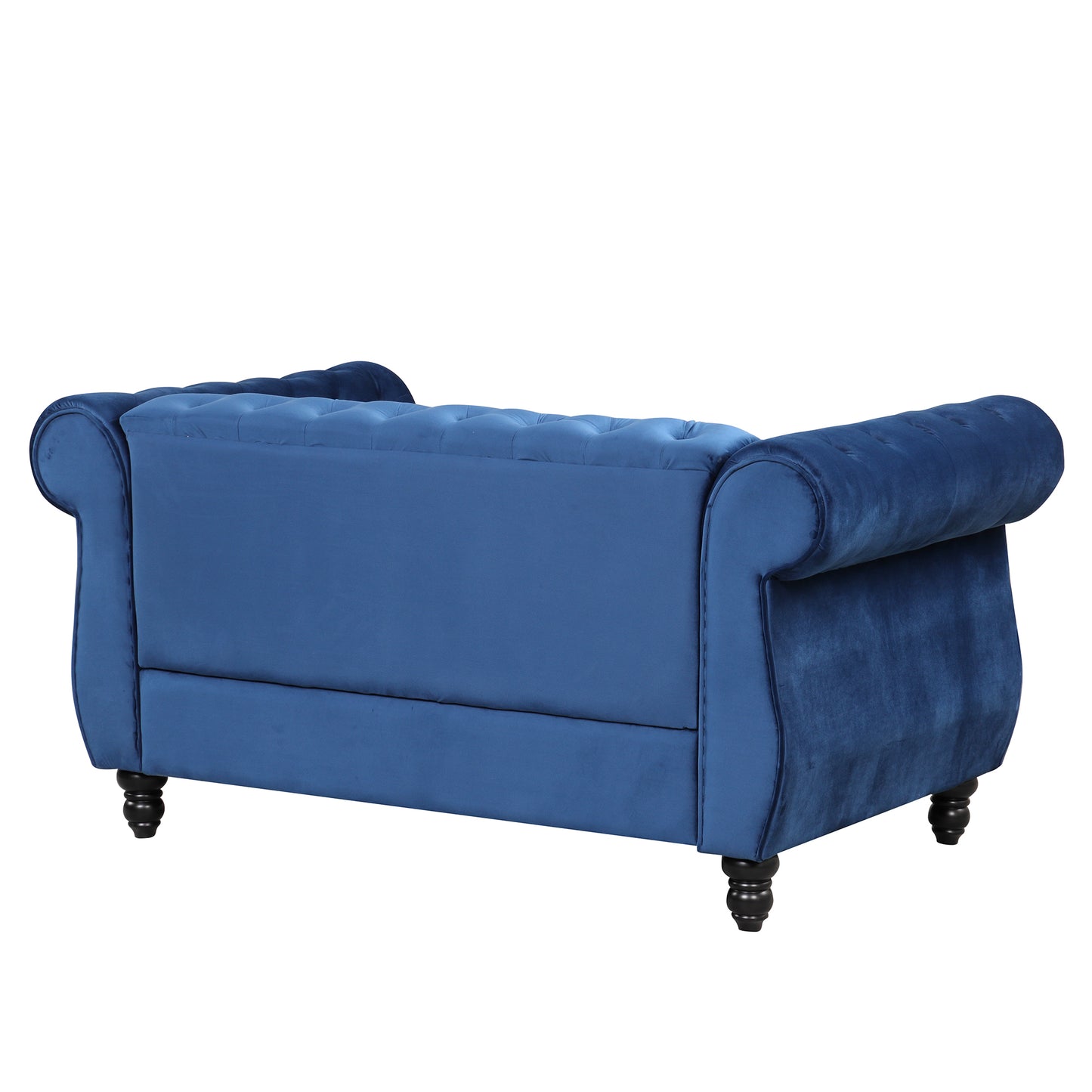 60" modern sofa Dutch plush upholstered sofa, solid wood legs, buttoned tufted backrest, blue