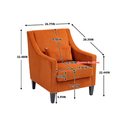 Modern Accent Chair,Upholstered Armchair with Scooped Arms for Bedroom,Apartment,Studio,Office,Waiting Room(Orange Corduroy)