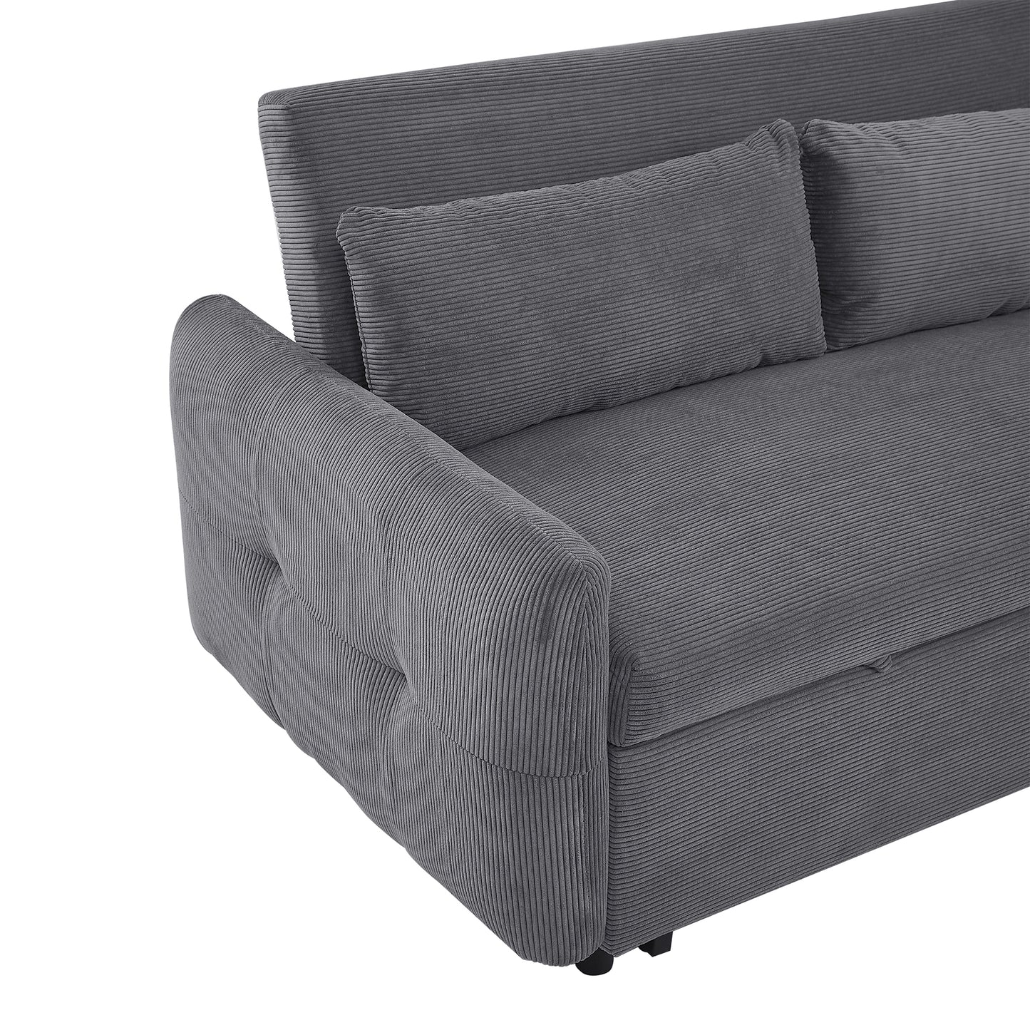 57.48" Pull-out Sofa Bed Convertible Couch 2 Seat Loveseat Sofa Modern Sleeper Sofa with Two Throw Pillows and USB Ports for Living Room, Dark Grey