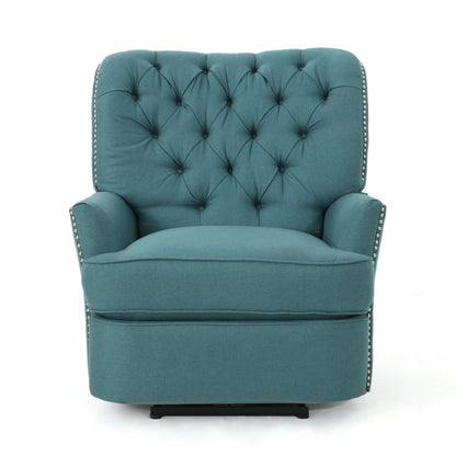 Indulge in Supreme Comfort: Electric Recliner Chair with Elegant Copper Accents and Soft Teal Upholstery