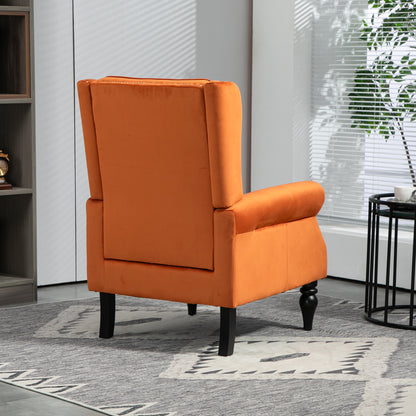 Wood Frame Armchair, Modern Accent Chair Lounge Chair with Sturdy Wood Legs for Living Room Bedroom(Orange)