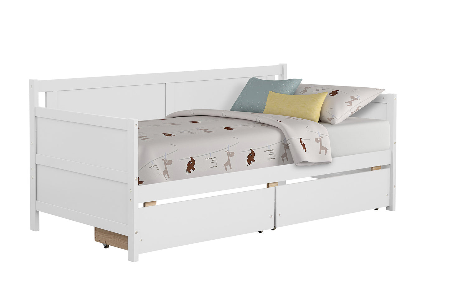 Daybed with two drawers, Twin size Sofa Bed, Two Storage Drawers for Bedroom,Living Room,White(New SKU:W504P149045)