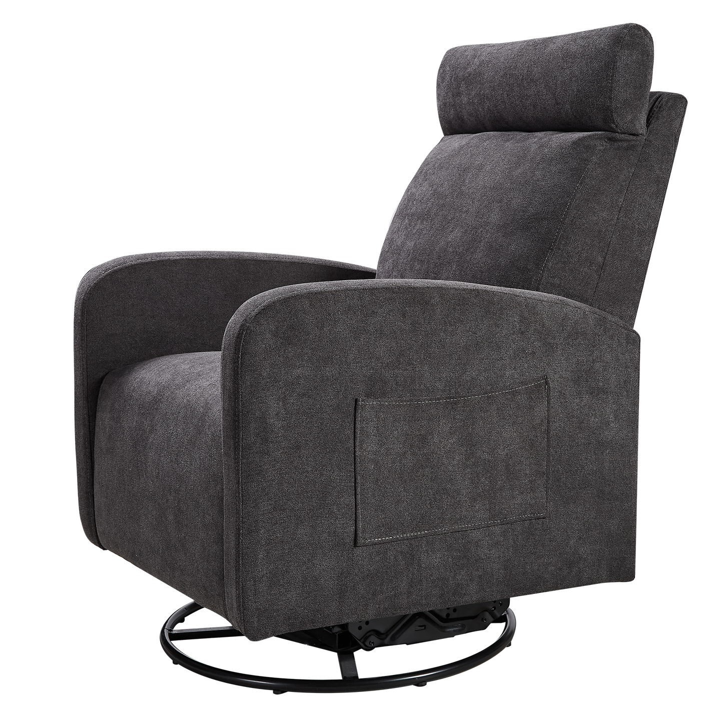 Swivel Upholstered Manual Recliner Chair Theater Recliner Sofa 360 Degree Nursery Glider Rocker for Living Room, Dark Coffee