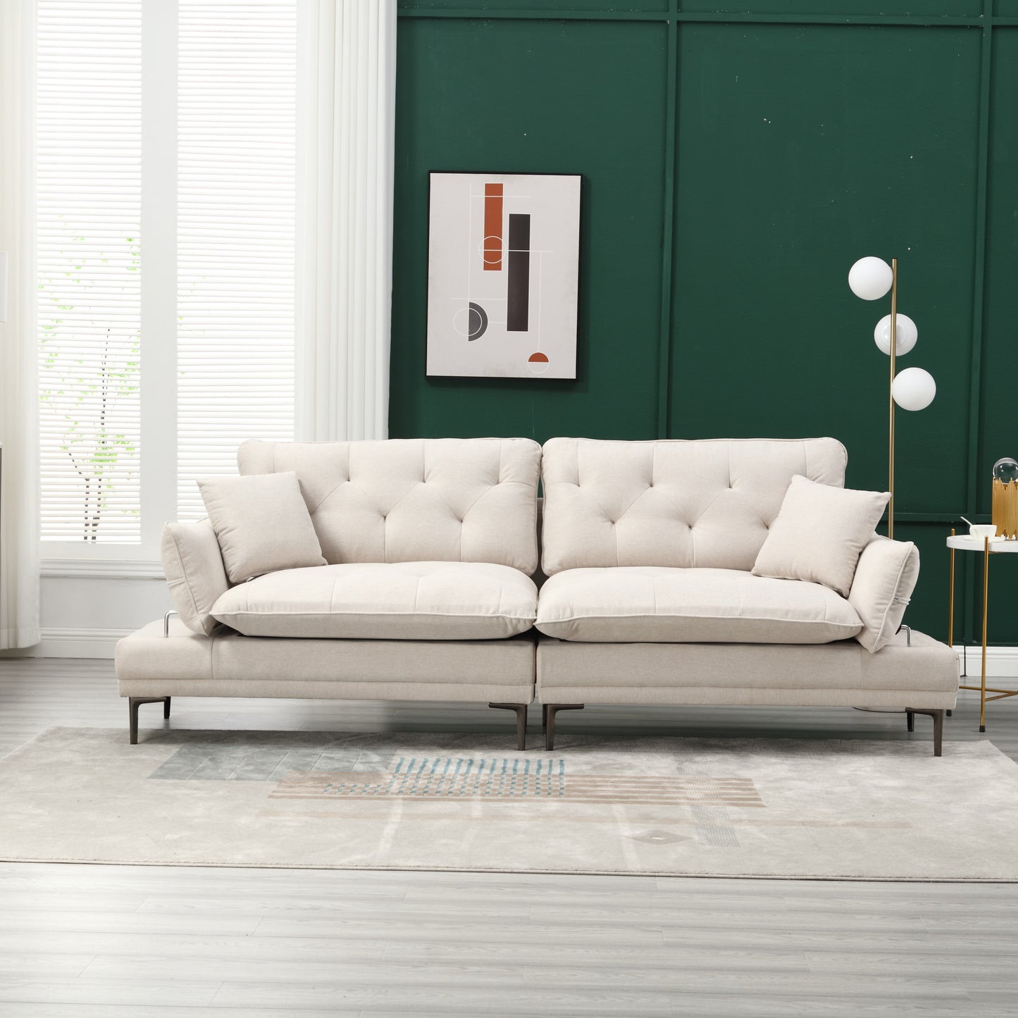 Linen Sofa, Accent sofa loveseat sofa with metal feet