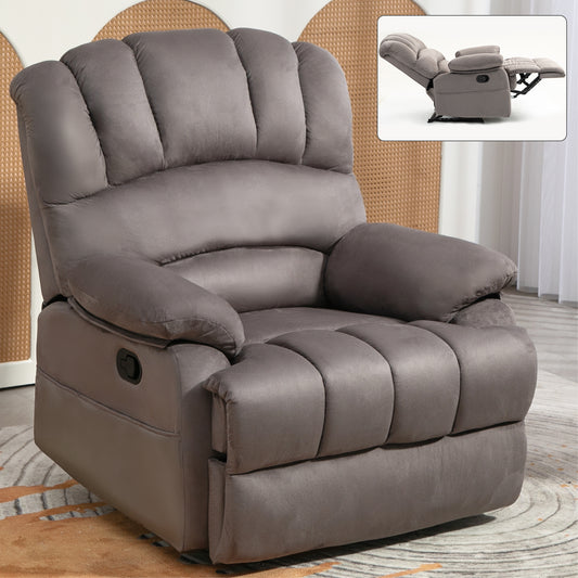 Large Manual Recliner Chair in Fabric for Living Room, Grey