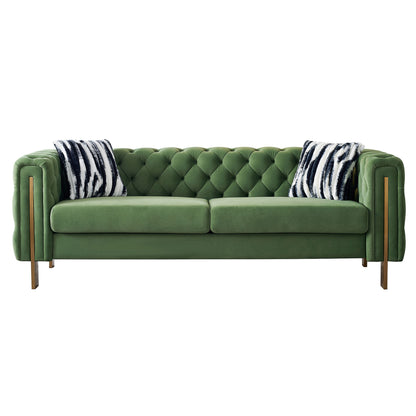 Modern Tufted Velvet Living Room Sofa, 84.25''W Couch,Mint Green