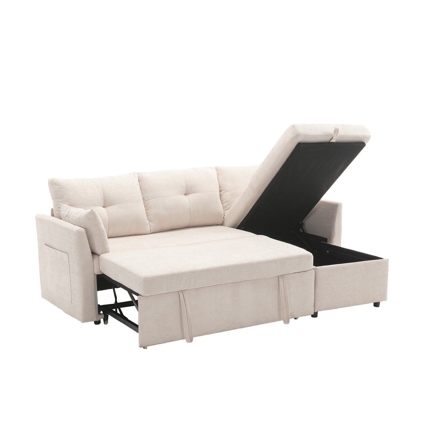 Modular L-shaped sofa, modular long sofa with reversible chaise lounge, Sofa bed, Sleeper sofa, modular sofa combination with storage seats.