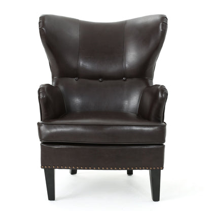 High-Back Brown Club Chair, Elegant and Comfortable Addition to Your Living Space, Perfect for Relaxing with Plush Upholstery and Classic Design