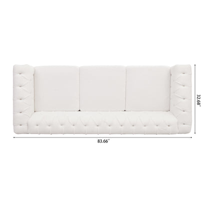 83.66 Inch Width Traditional Square Arm removable cushion 3 seater Sofa