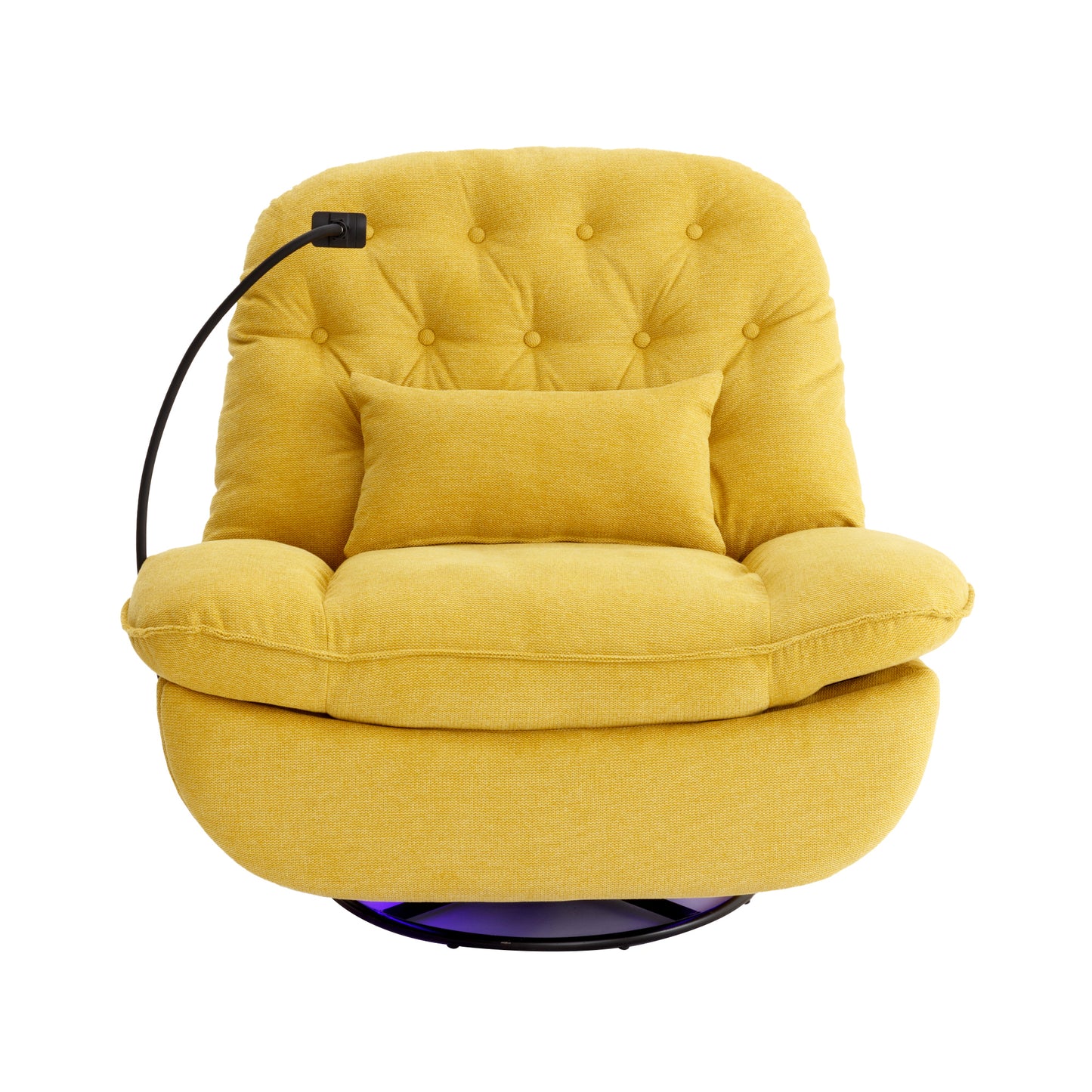 270 Degree Swivel Power Recliner with Voice Control, Bluetooth Music Player,USB Ports, Atmosphere Lamp, Hidden Arm Storage and Mobile Phone Holder for Living Room, Bedroom, Apartment, Yellow