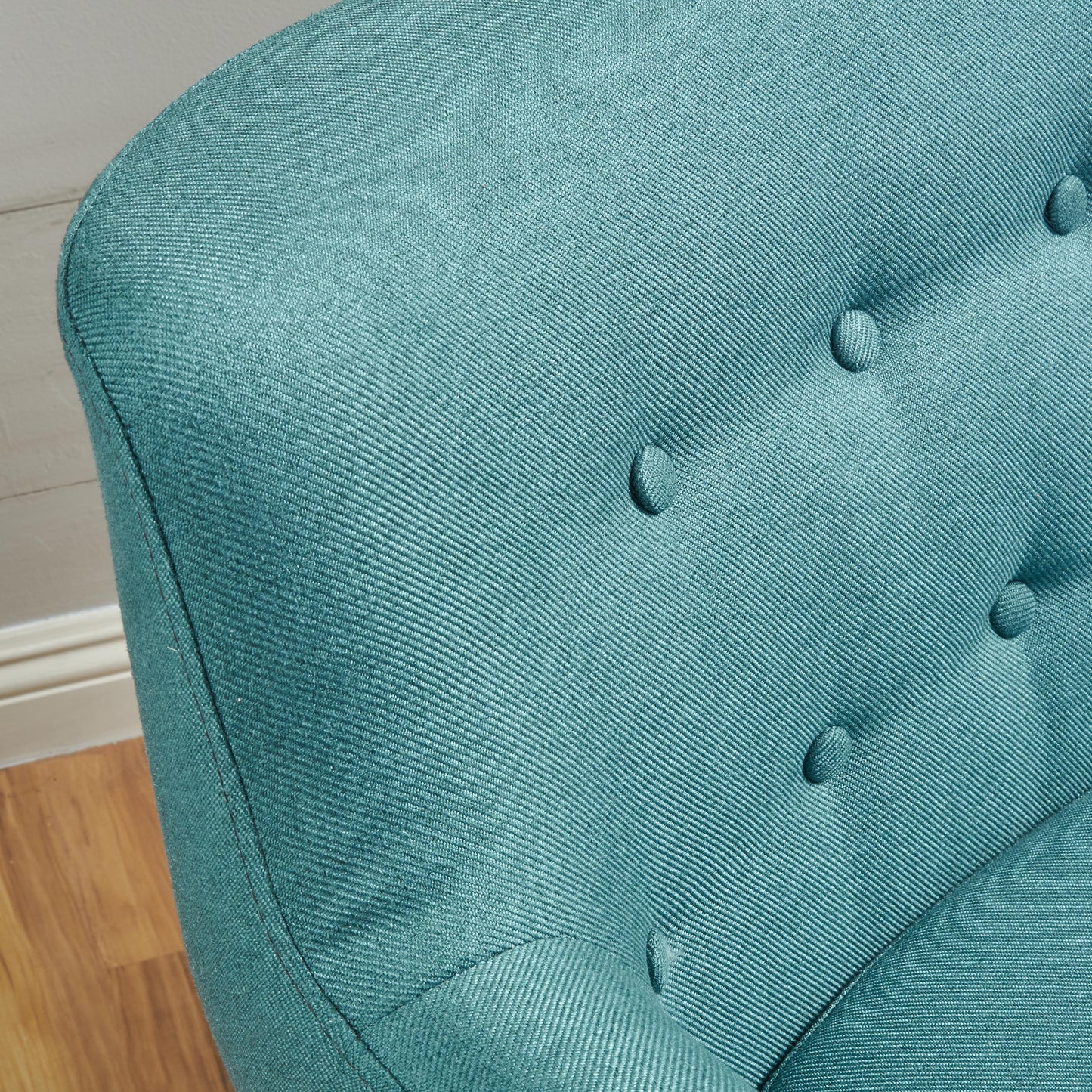 CLUB CHAIR, Mid-Century Modern Fabric Club Chair, Dark Teal / Natural