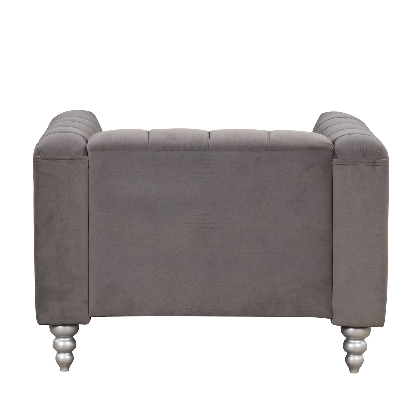 42" Modern Sofa Dutch Fluff Upholstered sofa with solid wood legs, buttoned tufted backrest,gray