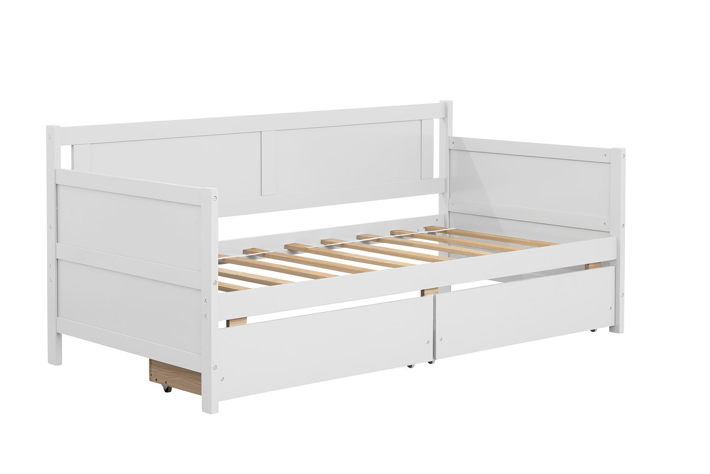 Daybed with two drawers, Twin size Sofa Bed, Two Storage Drawers for Bedroom,Living Room,White(New SKU:W504P149045)