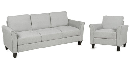 Living Room Furniture chair and 3-seat Sofa (Light Gray)