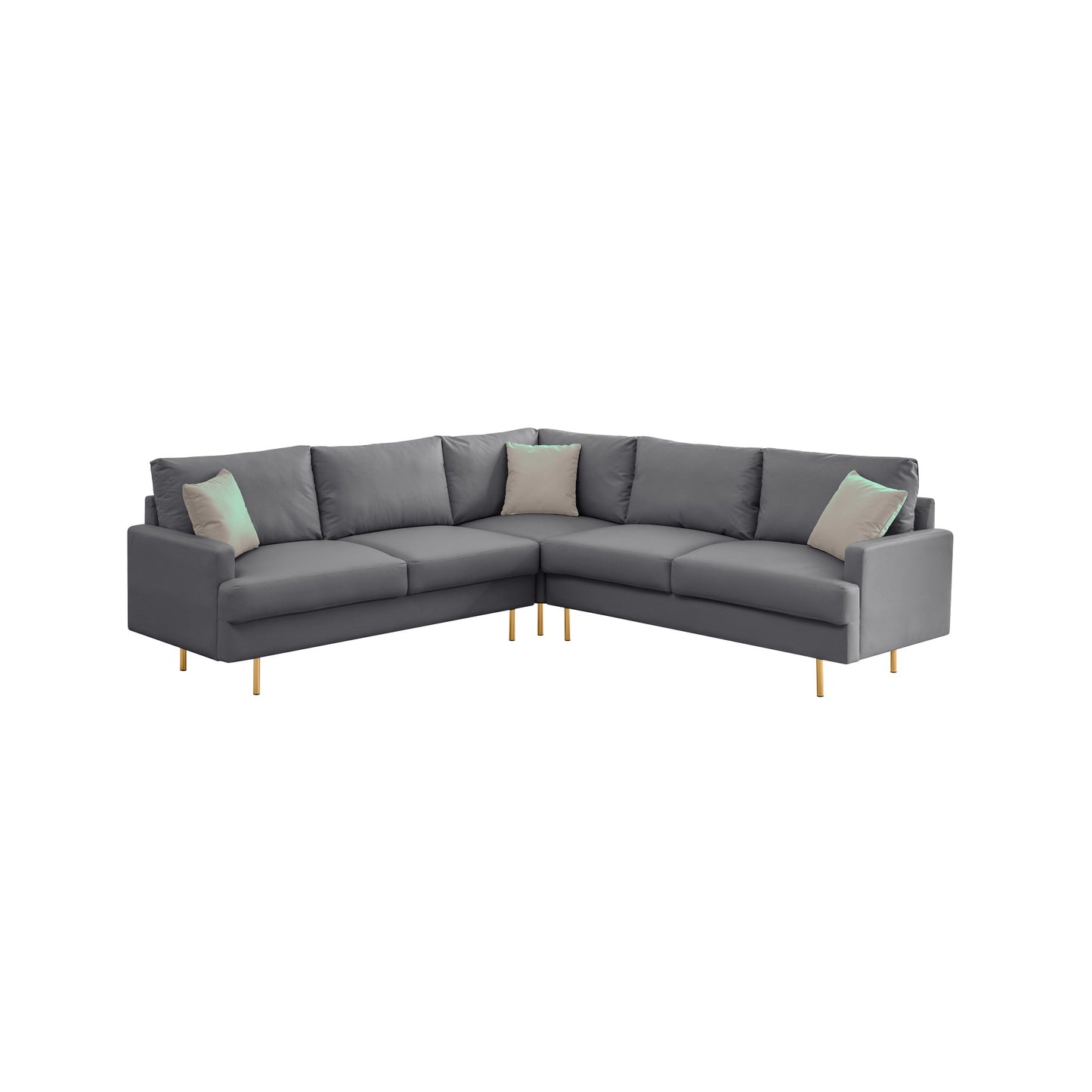 L-Shaped Corner Sectional Technical leather Sofa with pillows,dark grey,89.8*89.8''