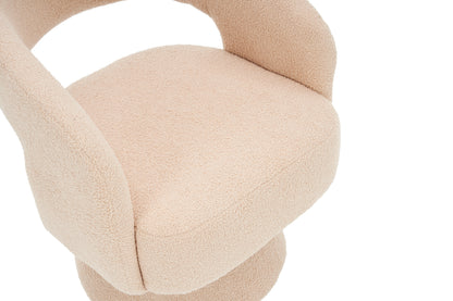 Swivel Accent Chair Armchair, Round Barrel Chair in Fabric for Living Room Bedroom,Nude Teddy