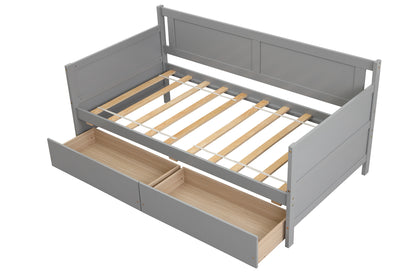 Daybed with two drawers, Twin size Sofa Bed,Storage Drawers for Bedroom,Living Room,Grey(New SKU:W504P149044)