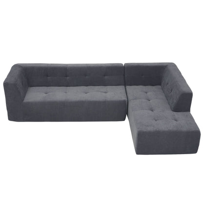 110.2*72.8" Modular Modular Combination Living Room Sofa Set, Modern Minimalist Sofa, Living Room Upholstered Sofa Bed, Bedroom, 3pcs Computer Free Combination, L-Shaped,Dark Grey