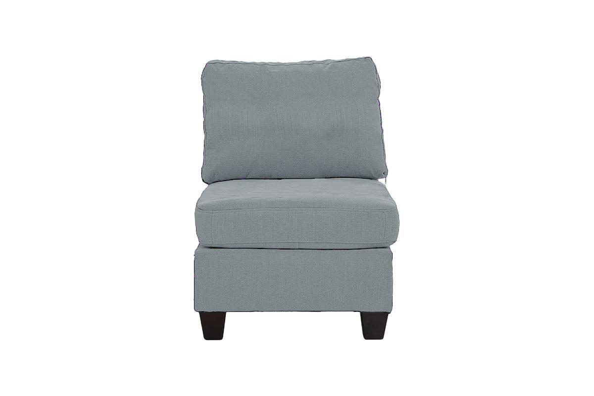 Living Room Furniture Armless Chair Grey Linen Like Fabric 1pc Cushion Armless Chair Wooden Legs