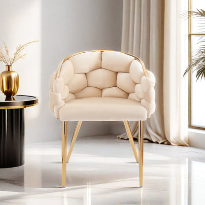 Luxury Handmade Accent Chair with Gold Legs, Modern Velvet Armchair for Living Room and Bedroom