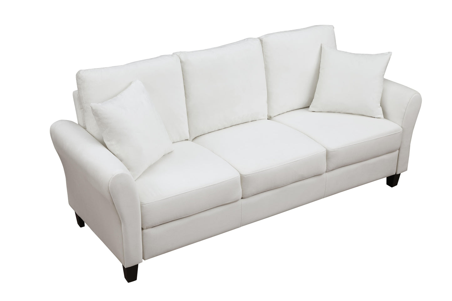 Modern Velvet Couch with 2 Pillow, 78 Inch Width Living Room Furniture, 3 Seater Sofa with Plastic Legs