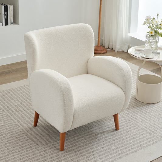 Modern Wing back Lounge Chair - Stylish Design, Soft Fabric, Solid Wood Legs, Easy Assembly, Durable Frame