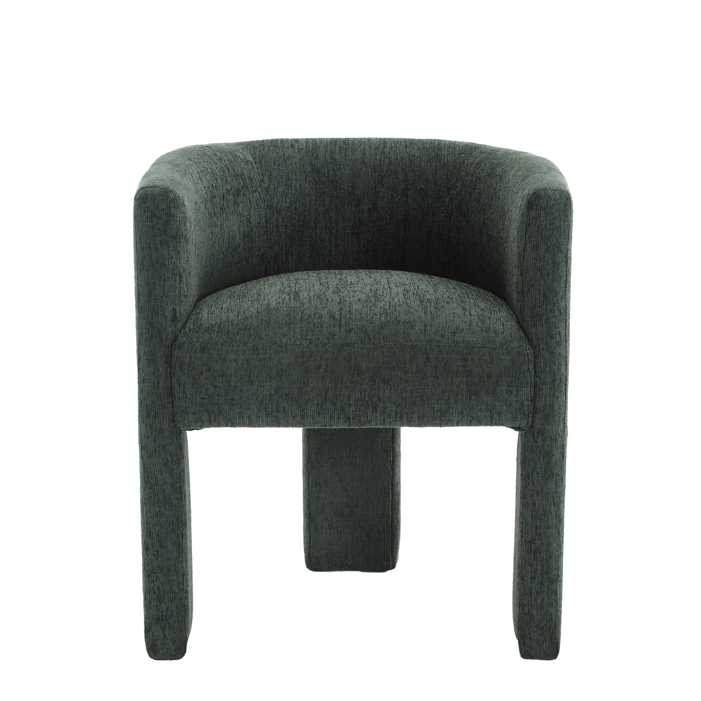 Barrel Accent Chair, Mid-Century Modern Living Room Chair, Upholstered Side Armchair with 3 Legs for Bedroom/Reading Spaces (Dark Green)