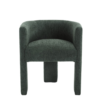 Barrel Accent Chair, Mid-Century Modern Living Room Chair, Upholstered Side Armchair with 3 Legs for Bedroom/Reading Spaces (Dark Green)