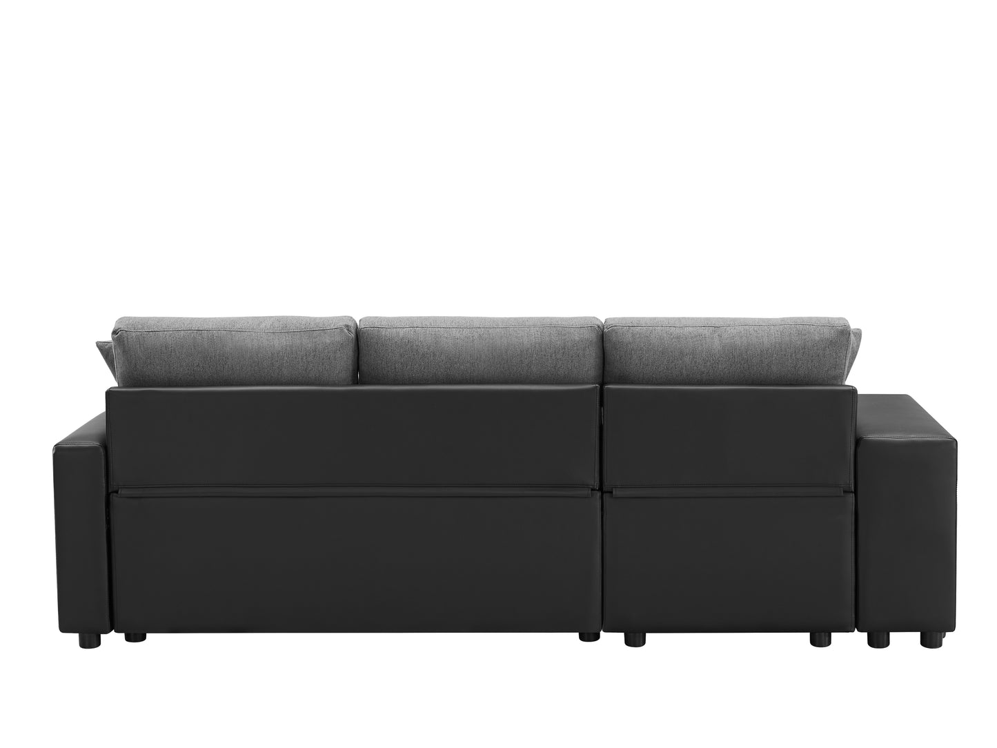 92.5 inchLinen Reversible Sleeper Sectional Sofa with storage and 2 stools Steel Gray