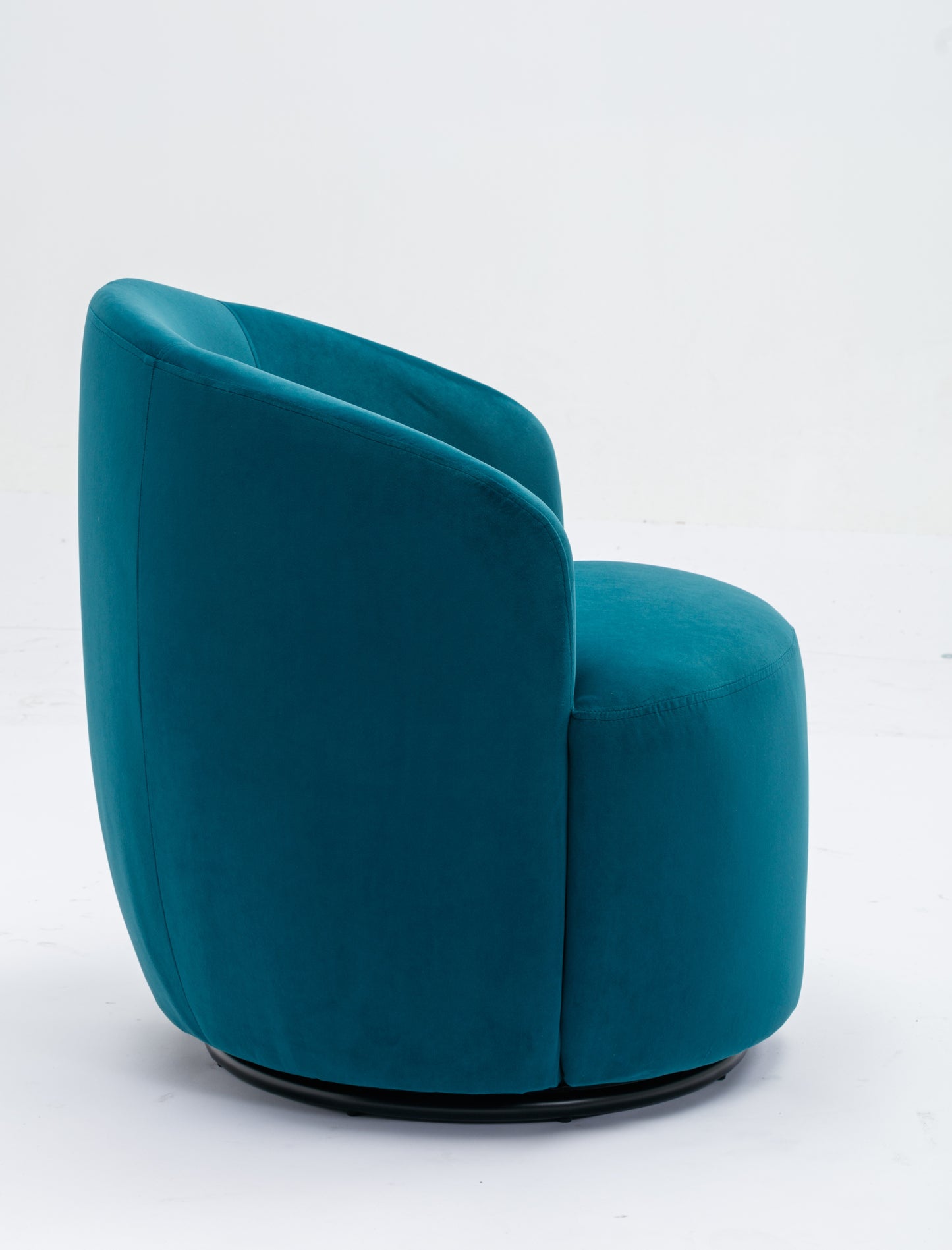 Velvet Fabric Swivel Accent Armchair Barrel Chair With Black Powder Coating Metal Ring,Teal