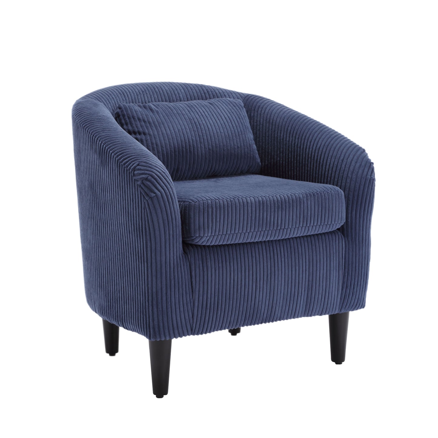 Living Room Accent Barrel Chair, Century Modern Style Decorative Chair, Armchair for Living Room with Thick Cushions and Pillows, Comfy Single Sofa Chair, Chair with Wooden Legs,Blue