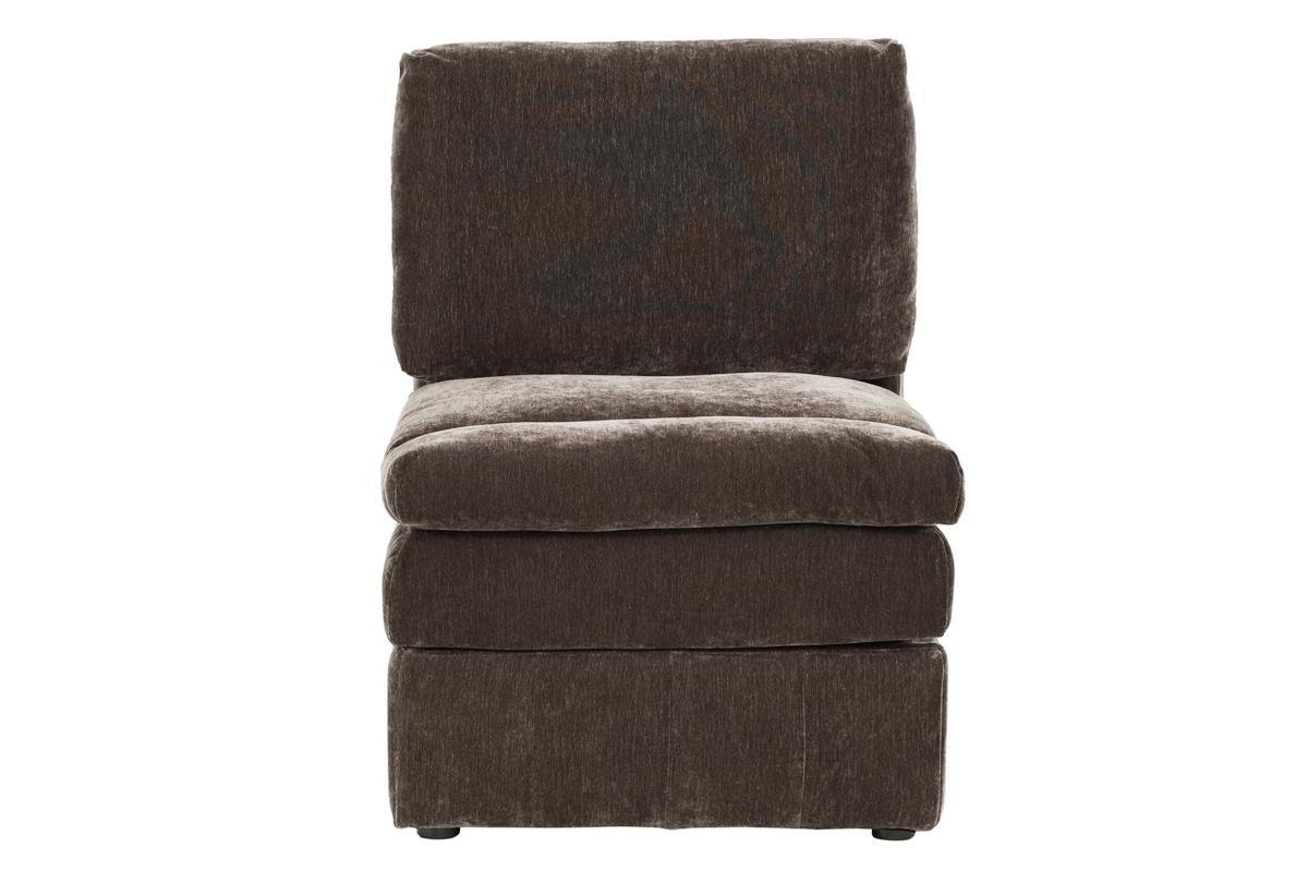 Contemporary 6pc Set Modular Sectional Set 4x One Arm Chair / Wedge 1x Armless Chairs 1x Ottoman Mink Morgan Fabric Plush Living Room Furniture