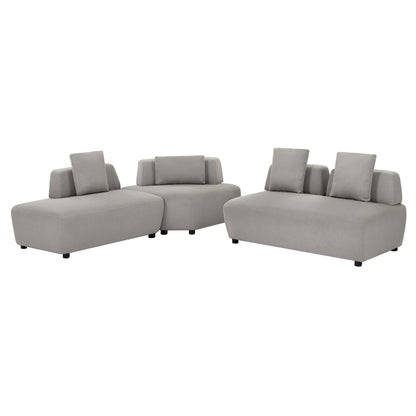 Contemporary 3-piece Sectional Sofa Free Convertible sofa with Four Removable Pillows for Living Room, Grey