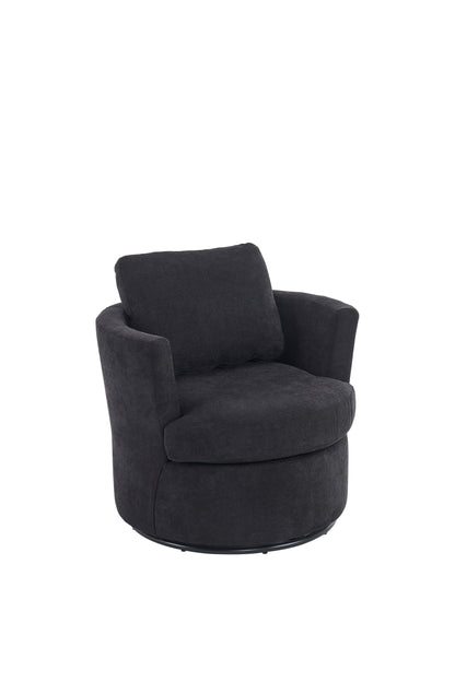 Swivel Barrel Chair, Comfy Round Accent Sofa Chair for Living Room, 360 Degree Swivel Barrel Club Chair, Leisure Arm Chair for Nursery, Hotel, Bedroom, Office, Lounge(Black)