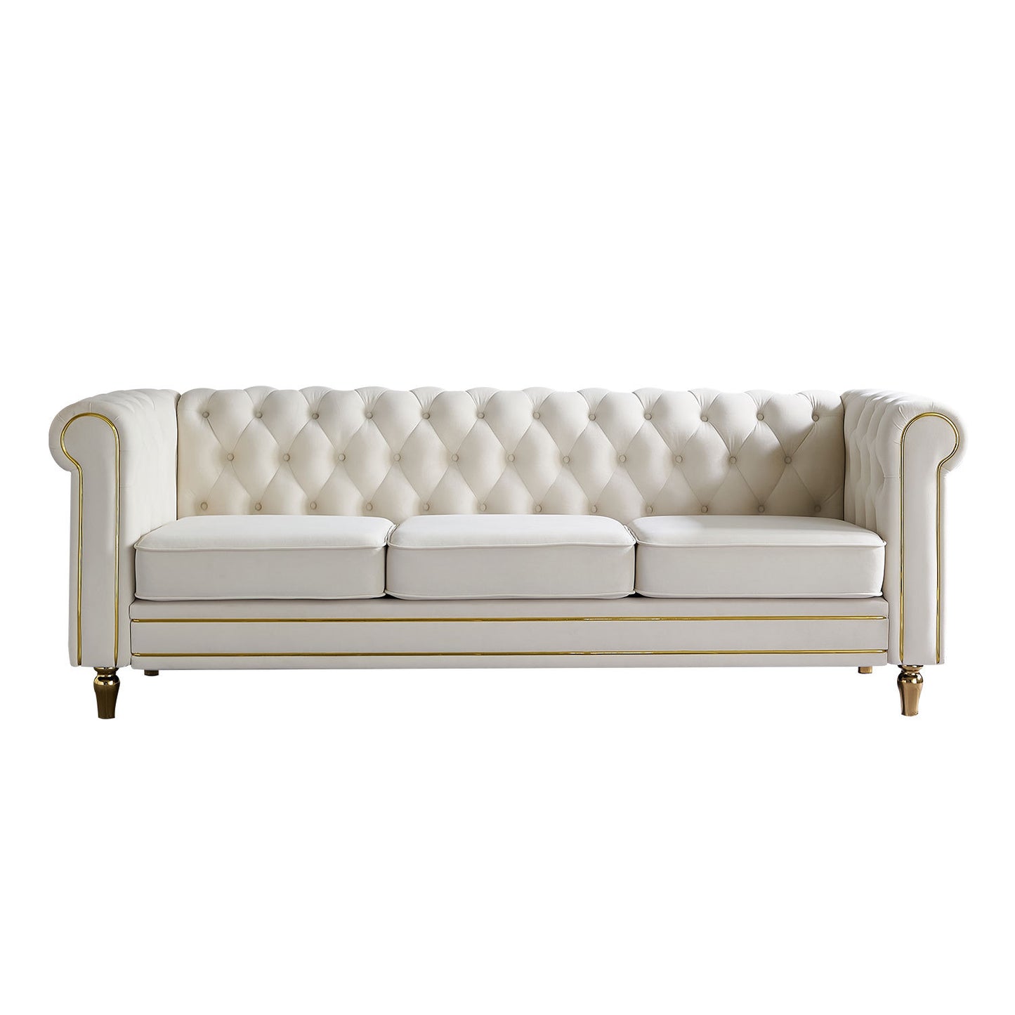 Velvet Sofa 84.65 inch for Living Room Beige Color