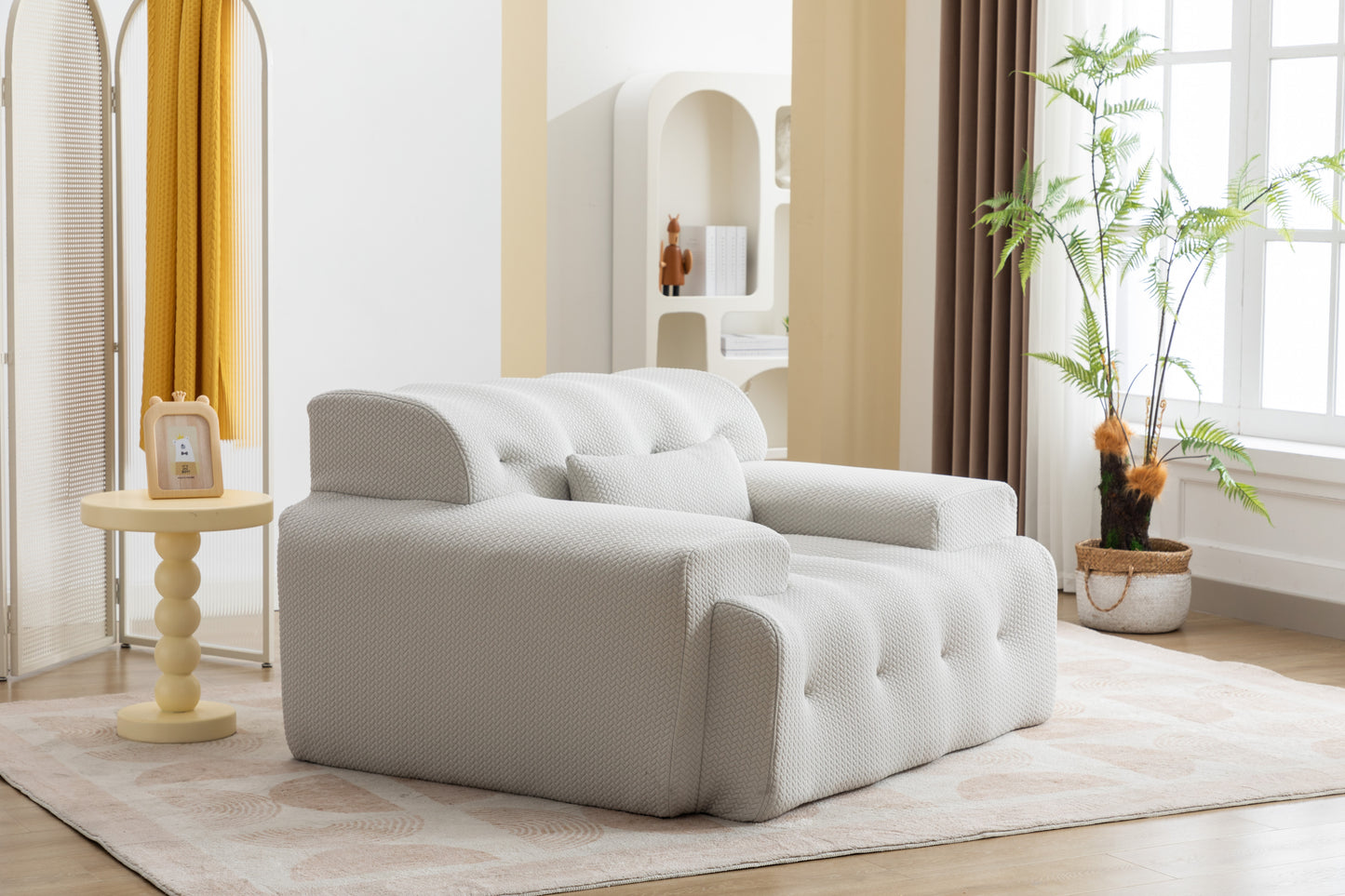 Large Size 1 Seater Sofa, Pure Foam Comfy Sofa Couch, Modern Lounge Sofa for Living Room, Apartment