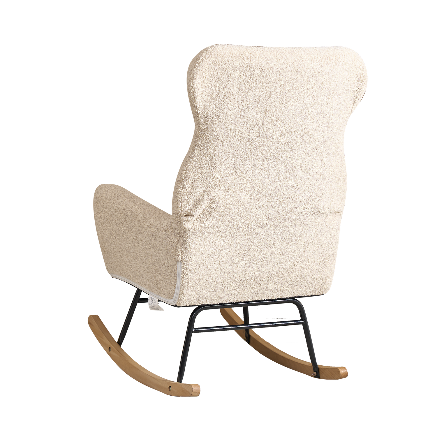 Modern Rocking Chair with High Backrest,Teddy Material Comfort Arm Rocker, Lounge Armchair for Living Room