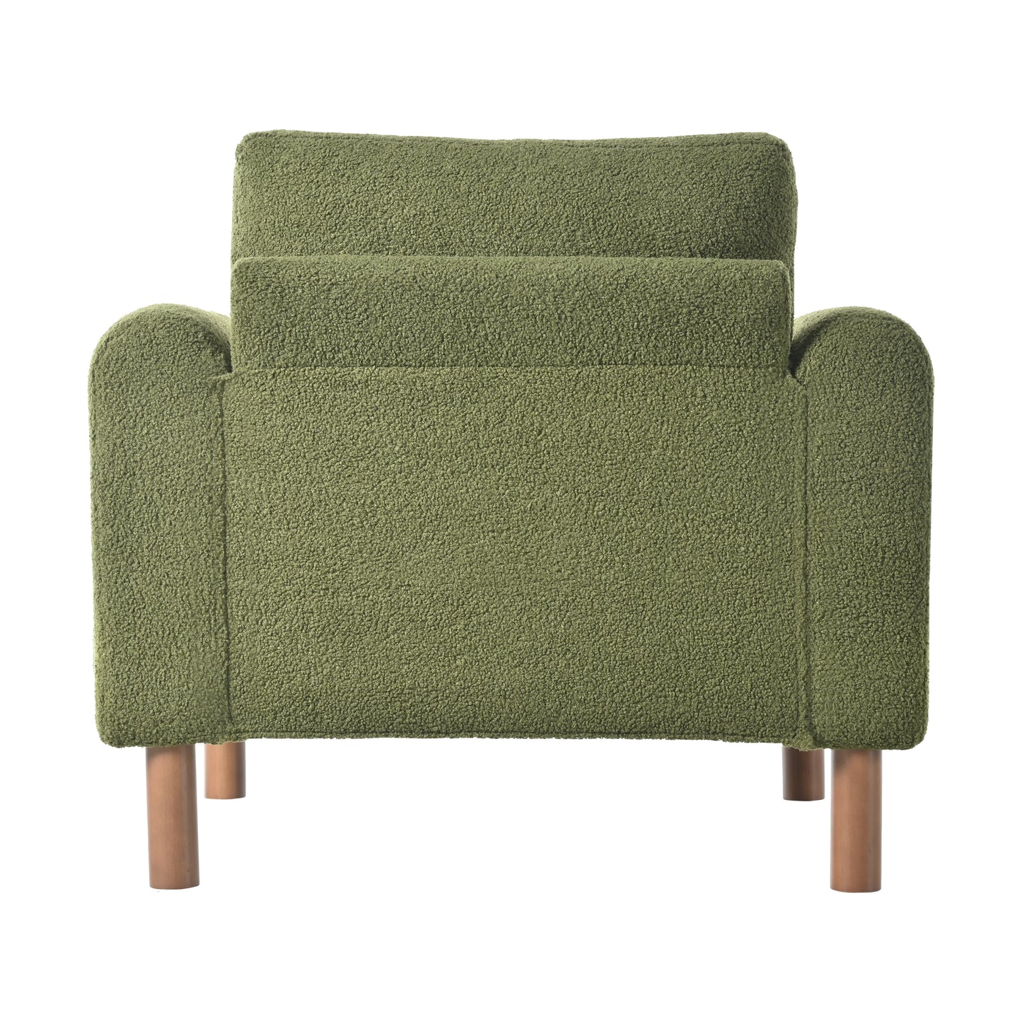 Oversized Accent Chair, Upholstered Living Room Chairs Single Sofa Chair with Walnut Legs, Curved handrail, Green