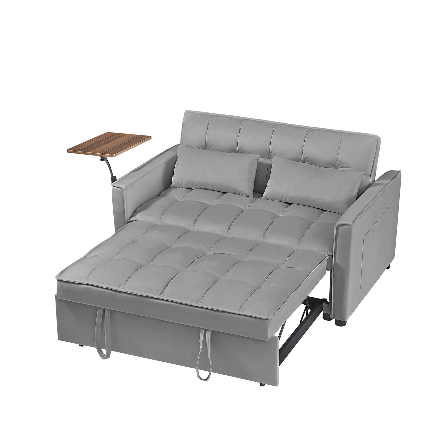 Grey Velvet Loveseat Sofa Bed