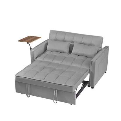 Grey Velvet Loveseat Sofa Bed