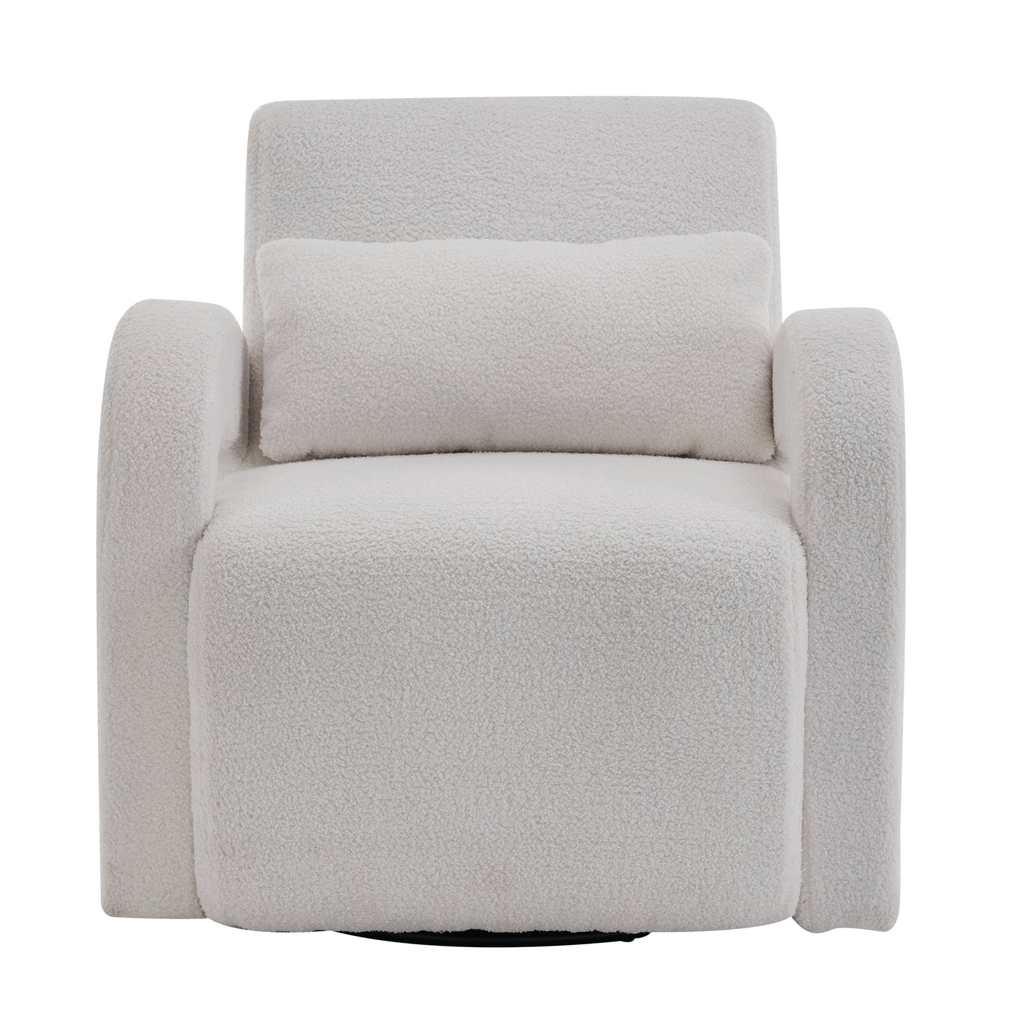 White Teddy Fabric Armchair - Modern Sturdy Lounge Chair with Curved Arms and Thick Cushioning for Plush Comfort