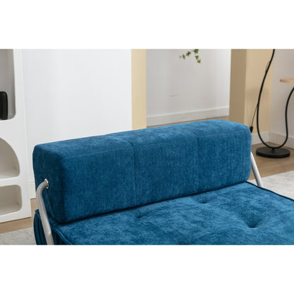 Folding Sofa Bed, Futon Sleeper Chair, Convertible Chair Floor Couch & Sleeping Mattress for Living Room, Guest Room, Home Office, Apartment, Small space, Bed, Removable Back Cushion, Blue, 1 Seat