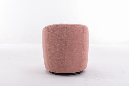 Teddy Fabric Swivel Accent Armchair Barrel Chair With Black Powder Coating Metal Ring,Light Pink