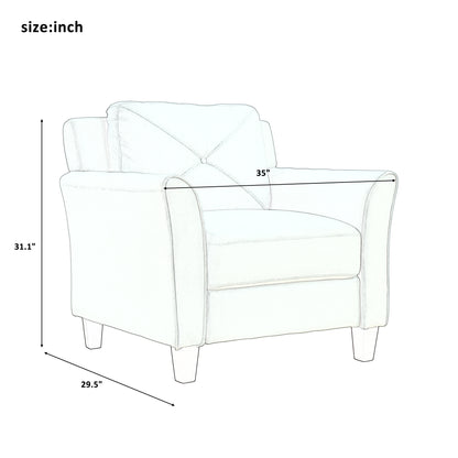 U_STYLE Button Tufted 3 Piece Chair Loveseat Sofa Set